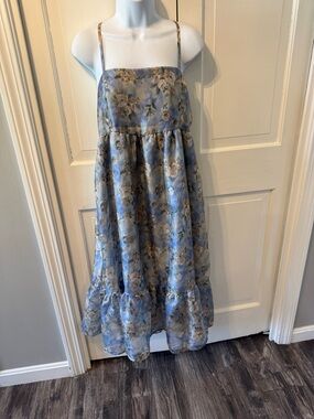 wild fable Blue Floral Tiered Sun Dress